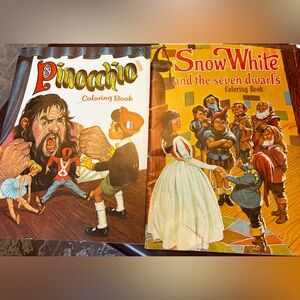 Vintage Disney Pinocchio and Snow White Coloring Books children’s set of 2